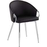 Claire Dining Chair in Black Leatherette & Silver Metal
